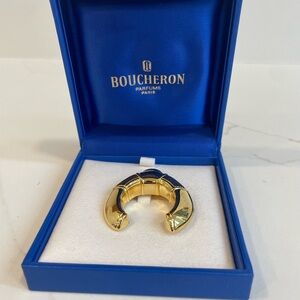 Boucheron Gold Tone Pin Brooch in Blue Box